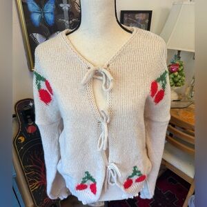 Cider Cream Tie y2k Cherry Cardigan